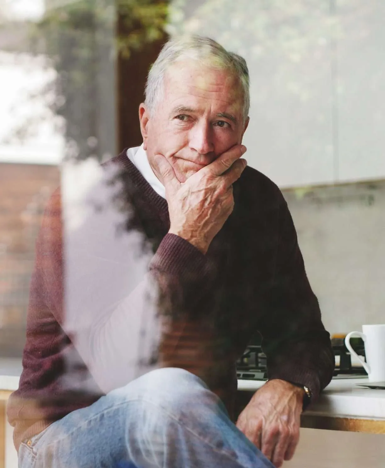 Elderly man considering options